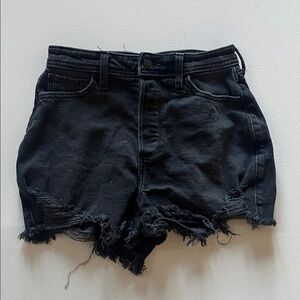 Hollister Black Frayed Jean Shorts